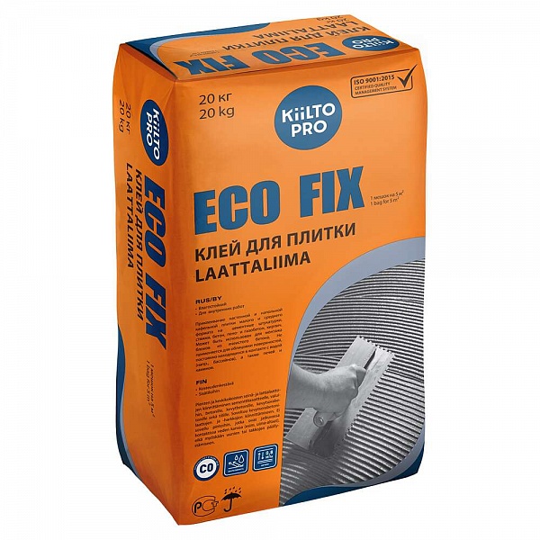 Цементный клей для плитки Kiilto ECO FIX 20 кг